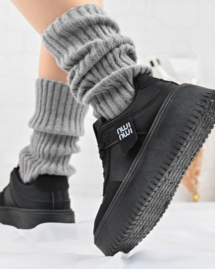 Дамски спортни обувки, изработени от еко кожа, D1366, черни