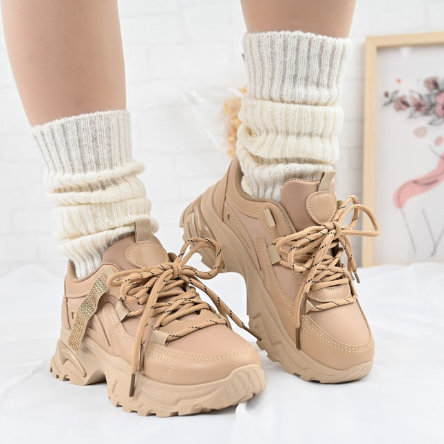 Pantofi sport de dama,Din Piele ecologica,D1335,Kaki