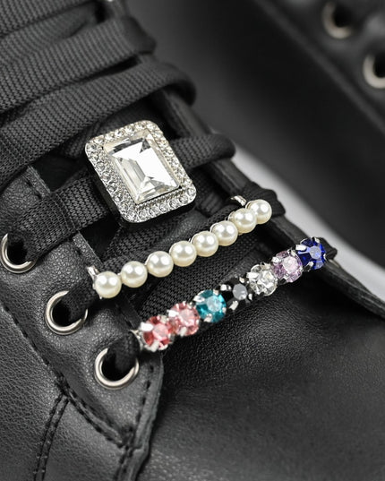 Дамски спортни обувки, Изработени от екокожа, С камъни, D1374, Черни