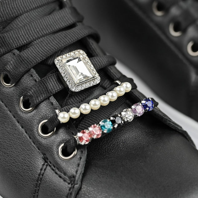 Дамски спортни обувки, Изработени от екокожа, С камъни, D1374, Черни