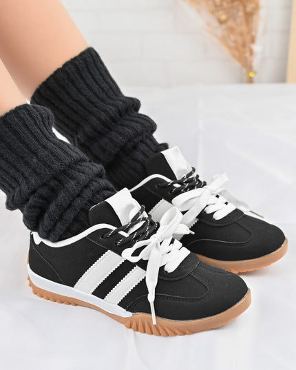 Pantofi Sport De Dama,Din Piele Ecologica intoarsa,D1411,Negru cu Alb