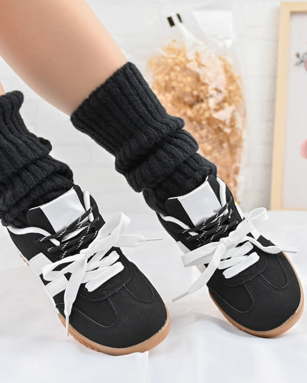 Pantofi Sport De Dama,Din Piele Ecologica intoarsa,D1411,Negru cu Alb