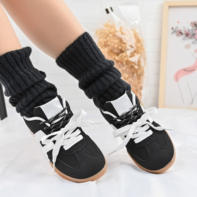 Pantofi Sport De Dama,Din Piele Ecologica intoarsa,D1411,Negru cu Alb