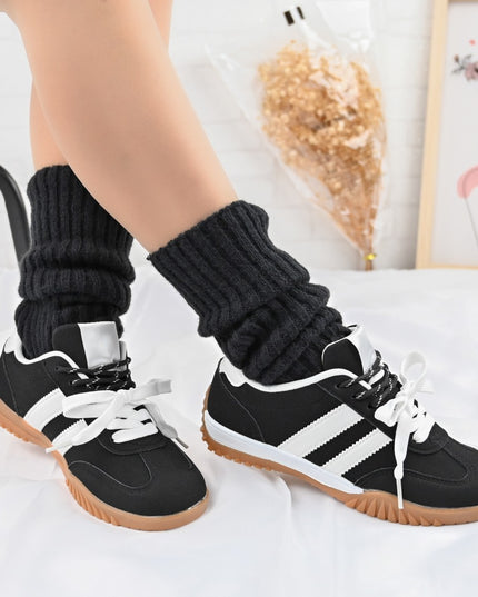 Pantofi Sport De Dama,Din Piele Ecologica intoarsa,D1411,Negru cu Alb