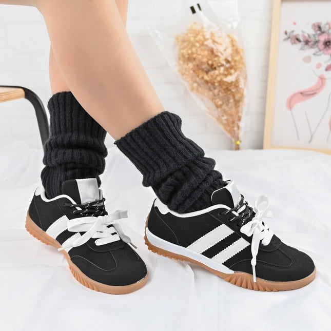 Pantofi Sport De Dama,Din Piele Ecologica intoarsa,D1411,Negru cu Alb