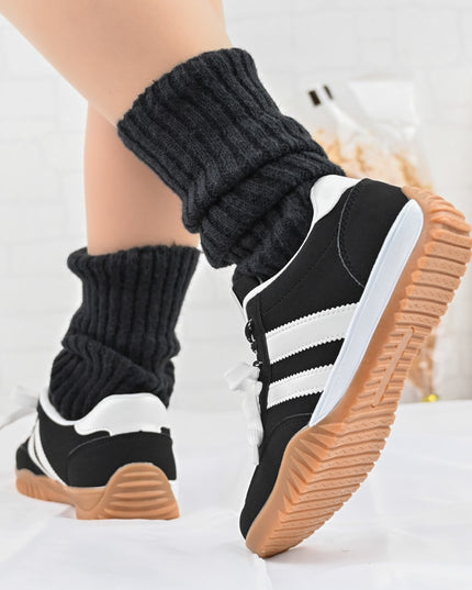 Pantofi Sport De Dama,Din Piele Ecologica intoarsa,D1411,Negru cu Alb