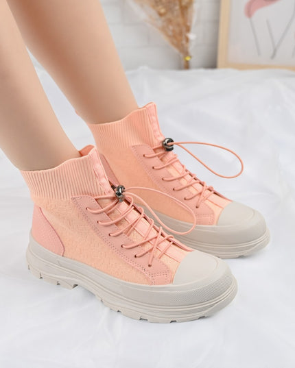 Pantofi Sport Inalti De Dama,Material Textil,D1360,Roz