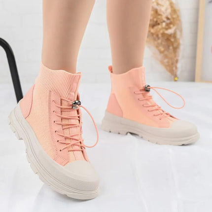 Pantofi Sport Inalti De Dama,Material Textil,D1360,Roz OEM