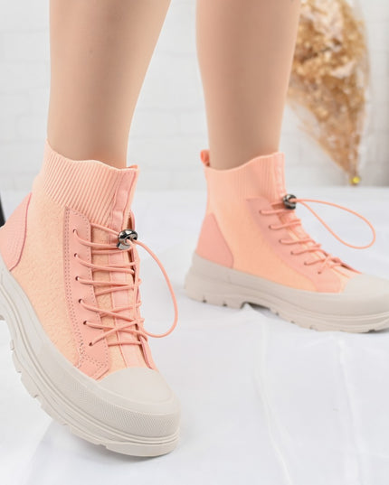 Pantofi Sport Inalti De Dama,Material Textil,D1360,Roz