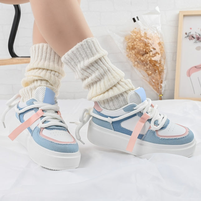 Дамски спортни обувки, D1309, Изработени от екологична кожа, Сини дънки