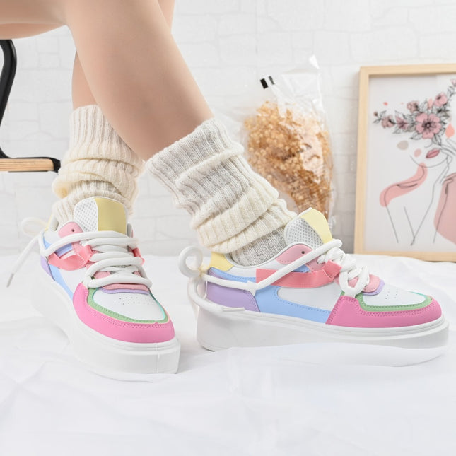 Дамски спортни обувки, D1309, Изработени от екологична кожа, Многоцветни