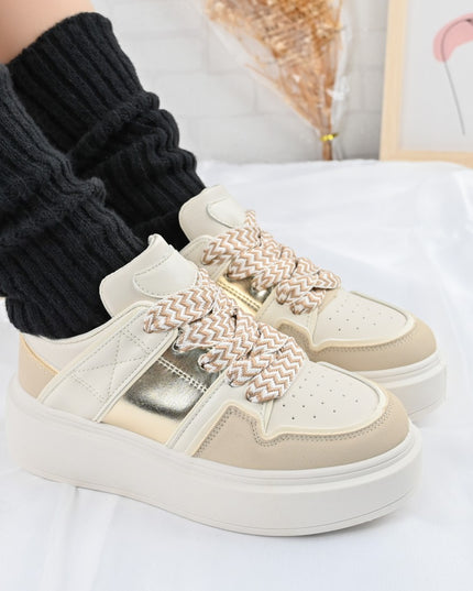 Pantofi sport de dama,D1308,Din piele ecologica,Beige