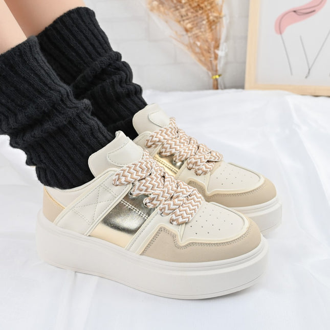 Pantofi sport de dama,D1308,Din piele ecologica,Beige