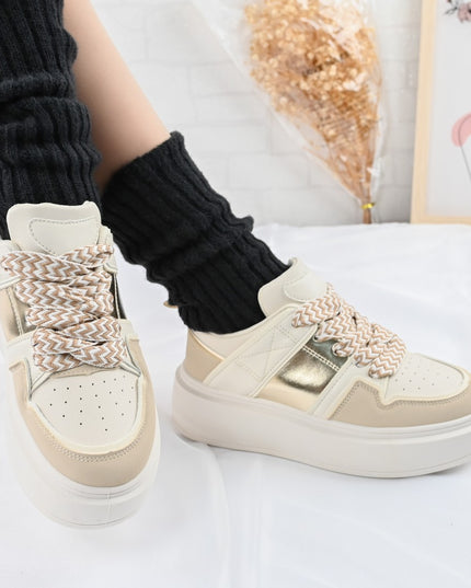 Pantofi sport de dama,D1308,Din piele ecologica,Beige