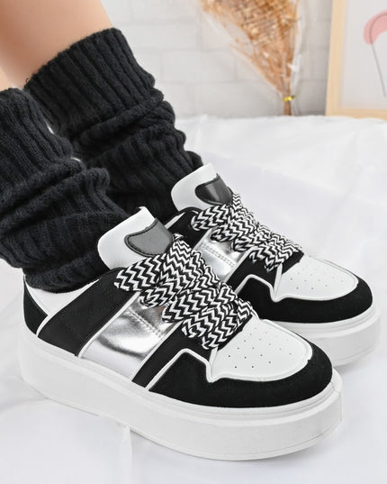 Дамски спортни обувки, D1308, Изработени от екологична кожа, Черни