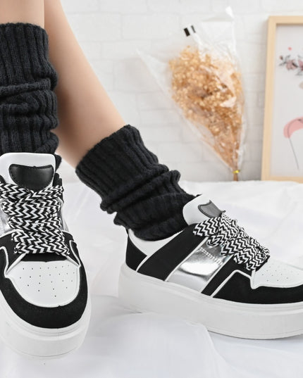 Дамски спортни обувки, D1308, Изработени от екологична кожа, Черни