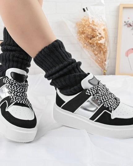 Дамски спортни обувки, D1308, Изработени от екологична кожа, Черни