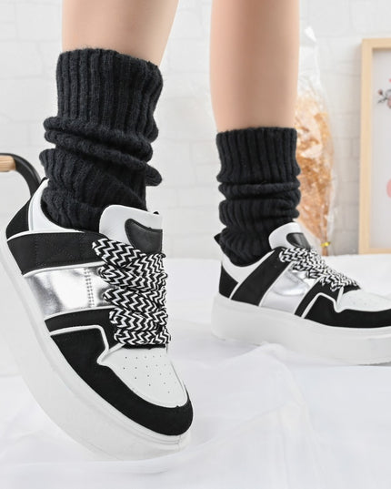 Дамски спортни обувки, D1308, Изработени от екологична кожа, Черни