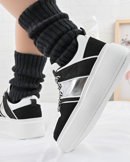 Дамски спортни обувки, D1308, Изработени от екологична кожа, Черни