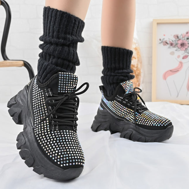 Pantofi Sport de dama,0146,cu pietre,Negru