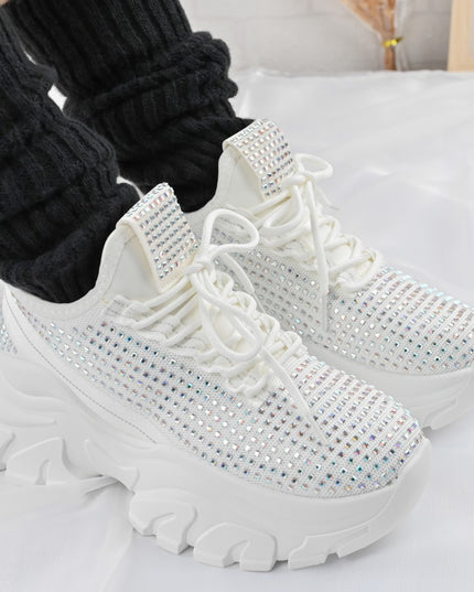 Pantofi Sport de dama,0146,cu pietre,Alb