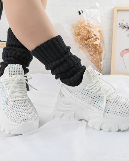 Pantofi Sport de dama,0146,cu pietre,Alb