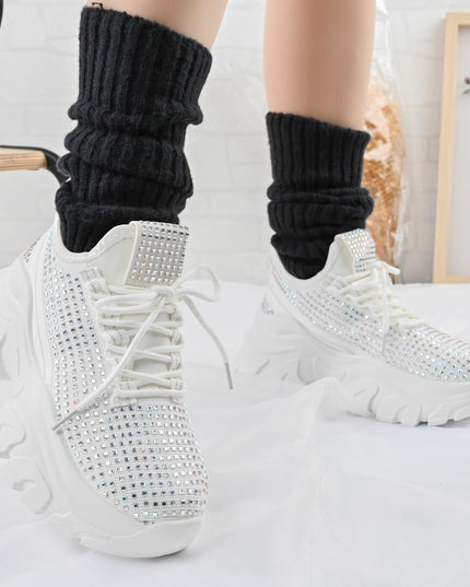 Pantofi Sport de dama,0146,cu pietre,Alb