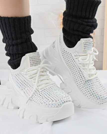 Pantofi Sport de dama,0146,cu pietre,Alb