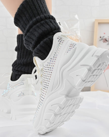 Pantofi Sport de dama,0146,cu pietre,Alb