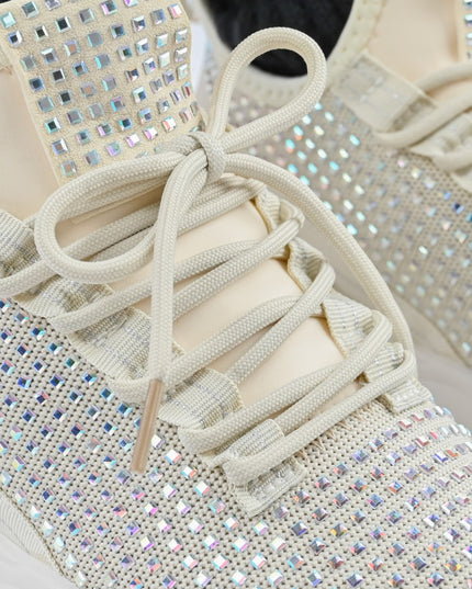 Дамски спортни обувки 0146 с камъни Бежови