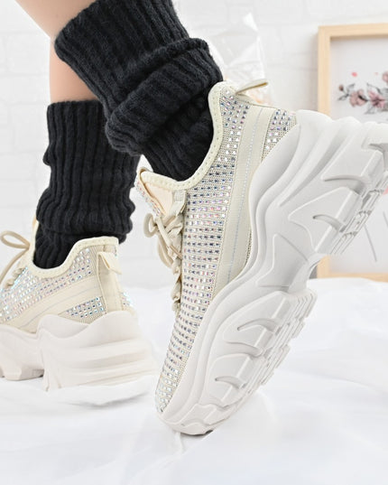 Дамски спортни обувки 0146 с камъни Бежови