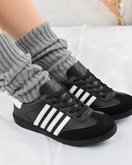 Дамски спортни обувки, D1303, Изработени от екологична кожа, Черни