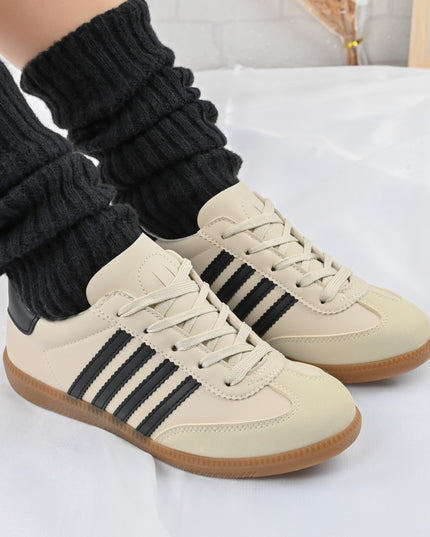 Дамски спортни обувки, D1303, Изработени от екологична кожа, Бежови