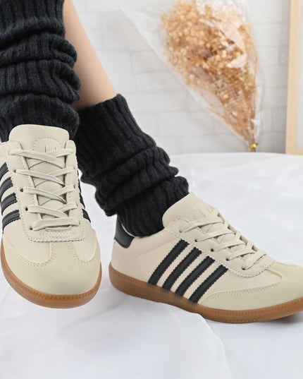 Дамски спортни обувки, D1303, Изработени от екологична кожа, Бежови