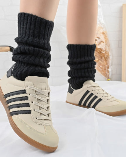 Дамски спортни обувки, D1303, Изработени от екологична кожа, Бежови