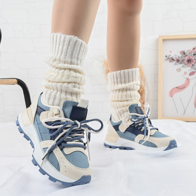 Pantofi sport de dama,D1307,Din material textil,Bej