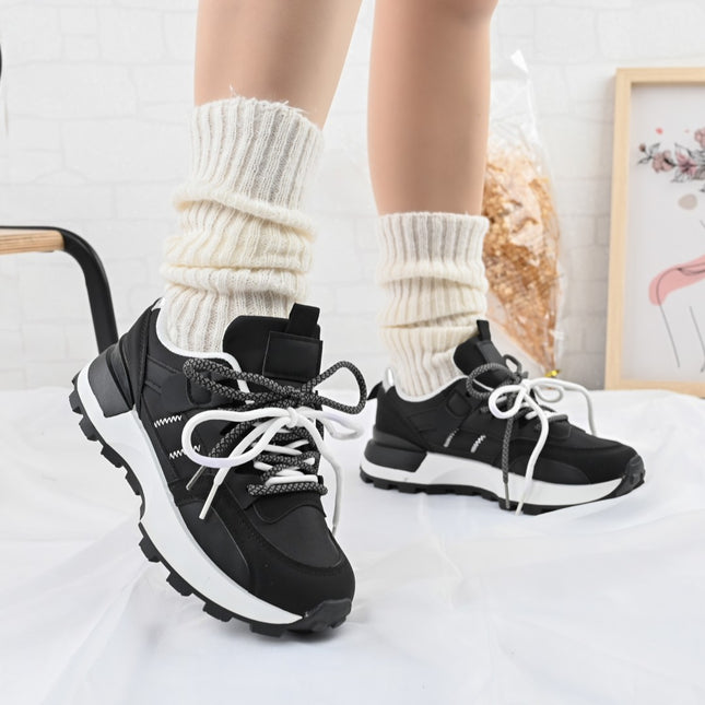 Дамски спортни обувки, D1307, Изработени от текстил, Черни