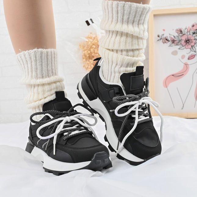 Pantofi sport de dama,D1307,Din material textil,Negru