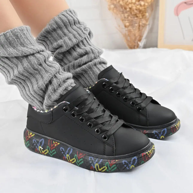Pantofi Sport De Dama,Din piele Ecologica,D1369,Negru OEM