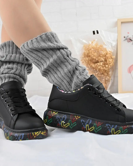 Pantofi Sport De Dama,Din piele Ecologica,D1369,Negru OEM