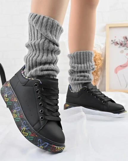 Pantofi Sport De Dama,Din piele Ecologica,D1369,Negru OEM