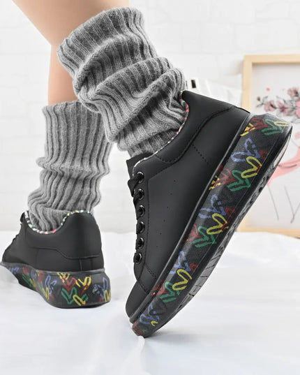 Pantofi Sport De Dama,Din piele Ecologica,D1369,Negru OEM