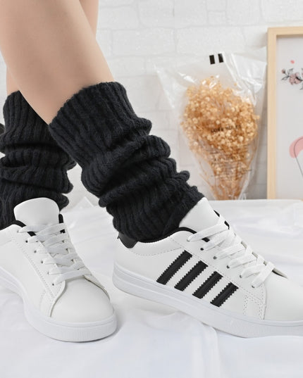 Дамски спортни обувки, D1310, Изработени от екологична кожа, Бяло с Черно