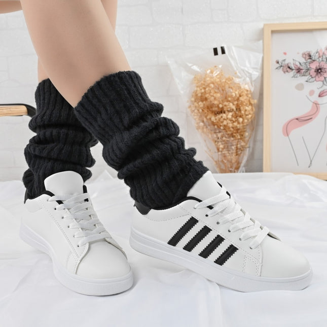 Pantofi sport de dama,D1310,Din piele ecologica,Alb cu Negru