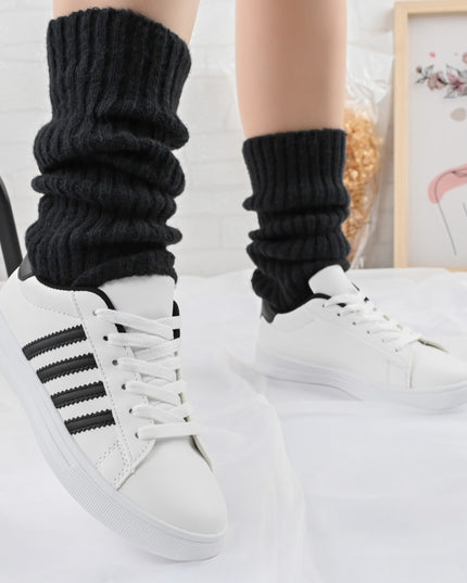 Дамски спортни обувки, D1310, Изработени от екологична кожа, Бяло с Черно