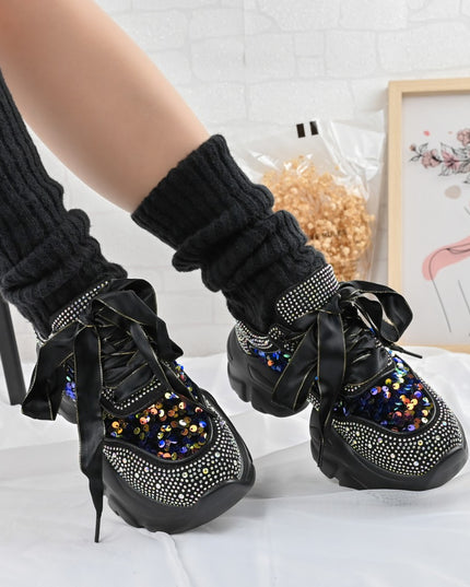 Pantofi sport de dama,Usori,Cu platforma,D1322,Negru