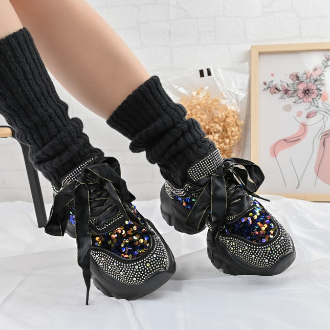 Pantofi sport de dama,Usori,Cu platforma,D1322,Negru