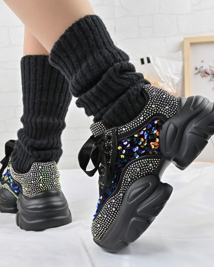 Pantofi sport de dama,Usori,Cu platforma,D1322,Negru