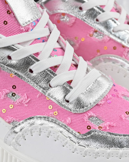 Pantofi sport de dama,Cu aplicarii de denim,D1327,Roz