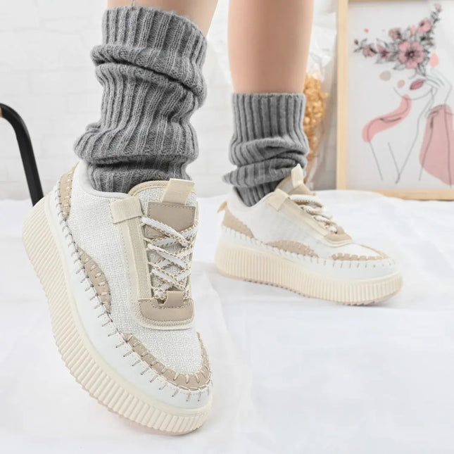 Pantofi sport de dama,din material textil,D1325,Bej OEM